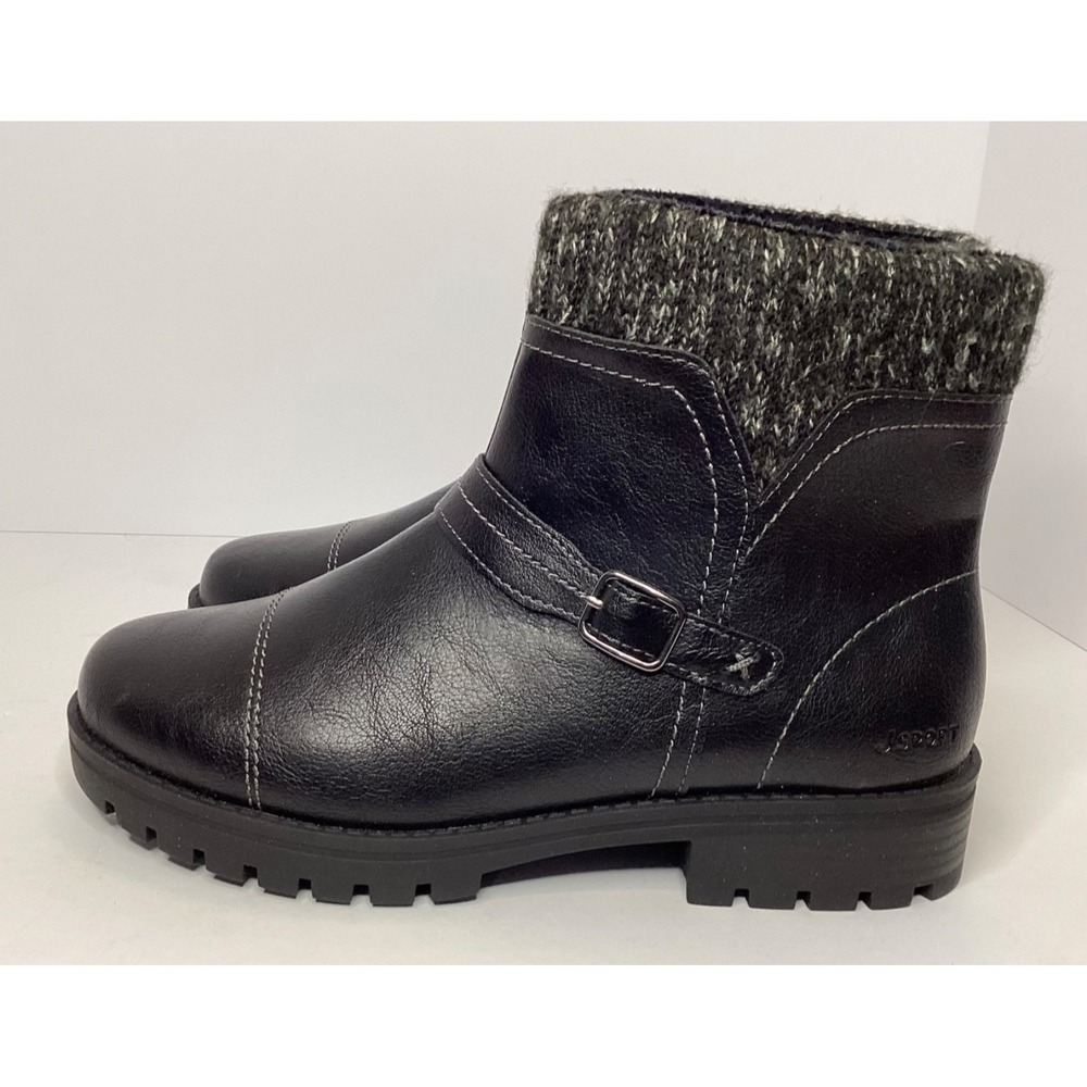 JSport Violet Knit Cuff Memory Foam Boot Women's Size 7 Black NIB